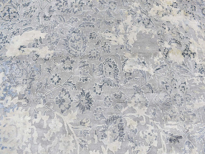 Grey 11'10" x 11'10" Transitional Hand knotted Wool/Silk Rug - Sku: O078065