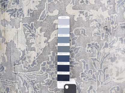 Grey 11'10" x 11'10" Transitional Hand knotted Wool/Silk Rug - Sku: O078065