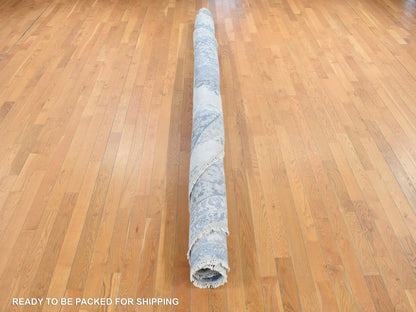 Grey 11'10" x 11'10" Transitional Hand knotted Wool/Silk Rug - Sku: O078065