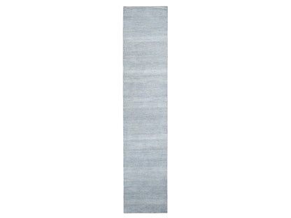 Transitional hand-knotted wool/silk runner in Blue, 2'6" x 12'0", SKU O078067