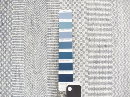 Transitional hand-knotted wool/silk runner in Blue, 2'6" x 12'0", SKU O078067