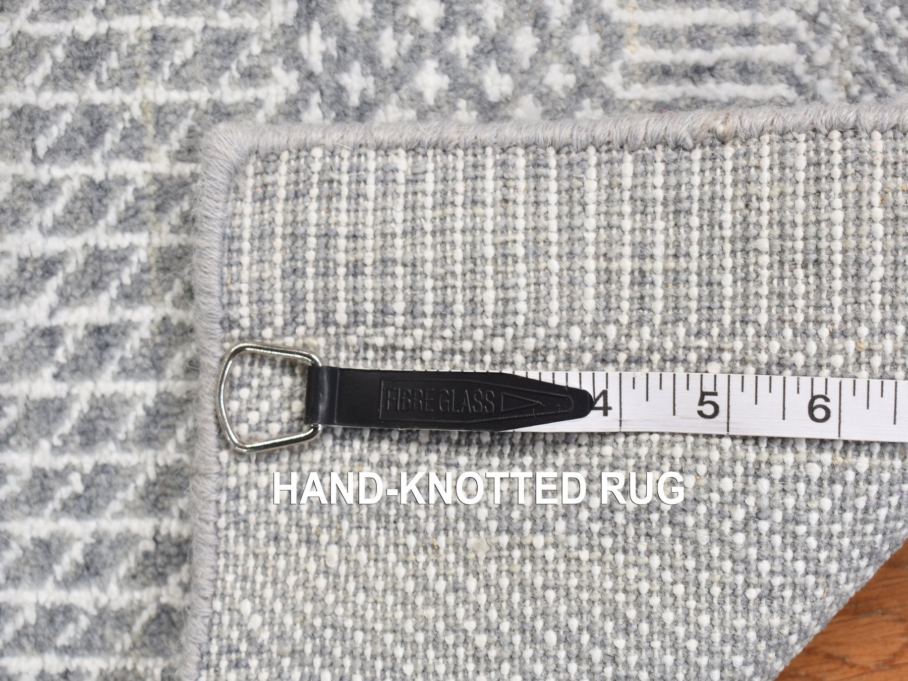 Transitional hand-knotted wool/silk runner in Blue, 2'6" x 12'0", SKU O078067