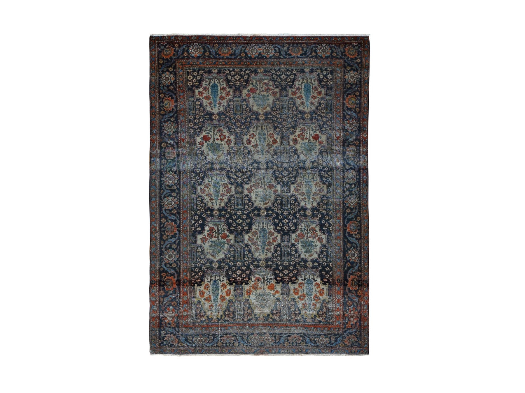 Antique hand-knotted wool rug in Blue, 4'1" x 6'4", SKU O078073