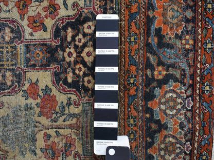 Antique hand-knotted wool rug in Blue, 4'1" x 6'4", SKU O078073
