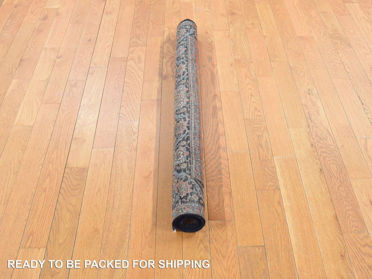 Antique hand-knotted wool rug in Blue, 4'1" x 6'4", SKU O078073