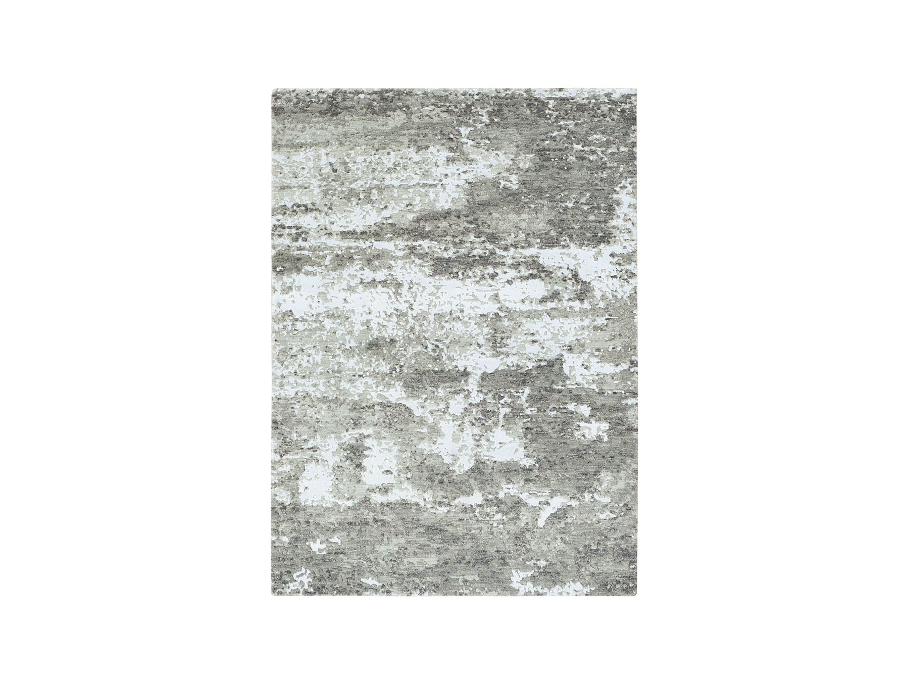 Modern / Contemporary hand-knotted wool/silk rug in Green, 4'0" x 6'0", SKU O078078