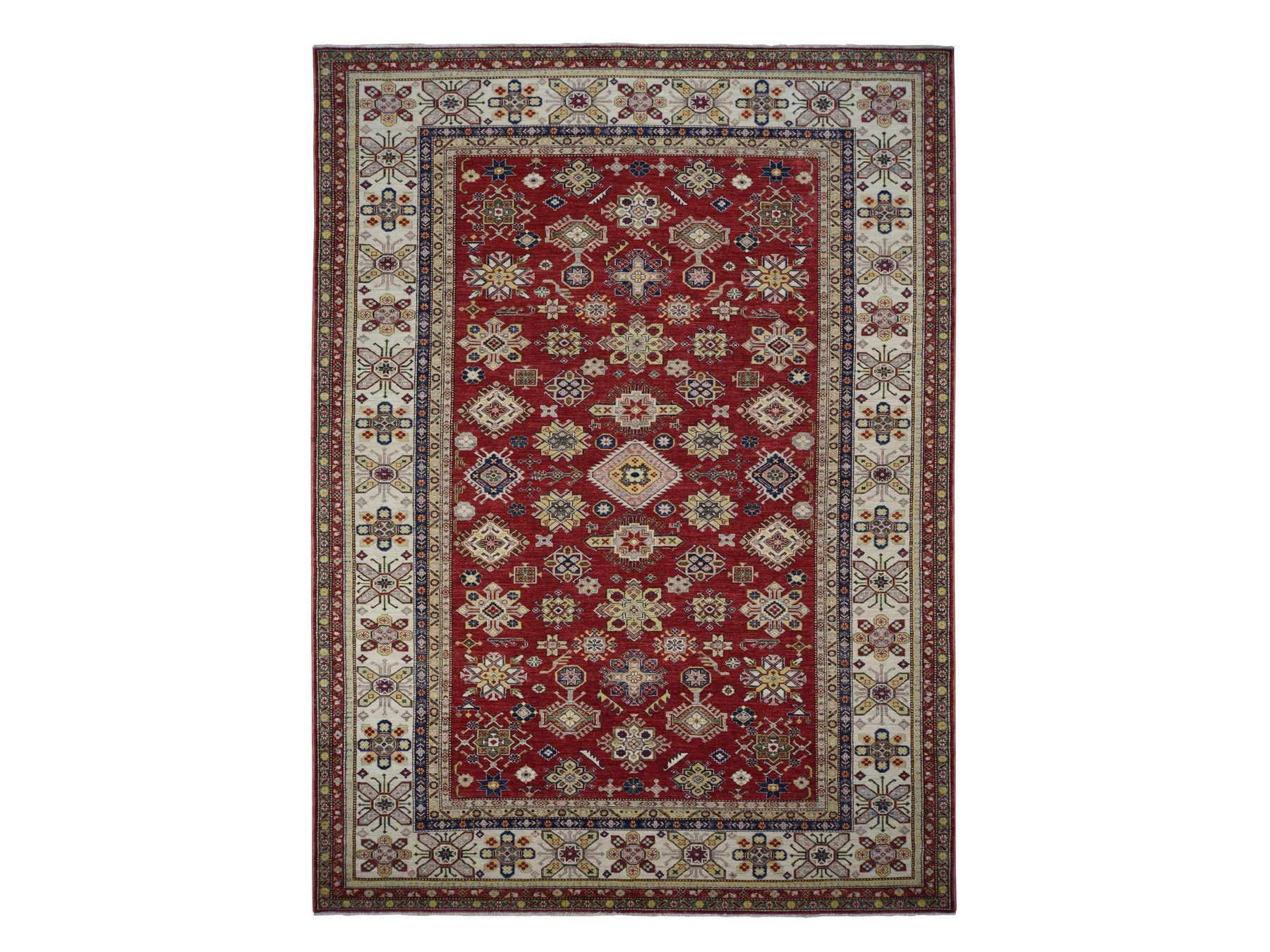 Kazak Tribal hand-knotted wool rug in Red, 9'0" x 12'0", SKU O078082