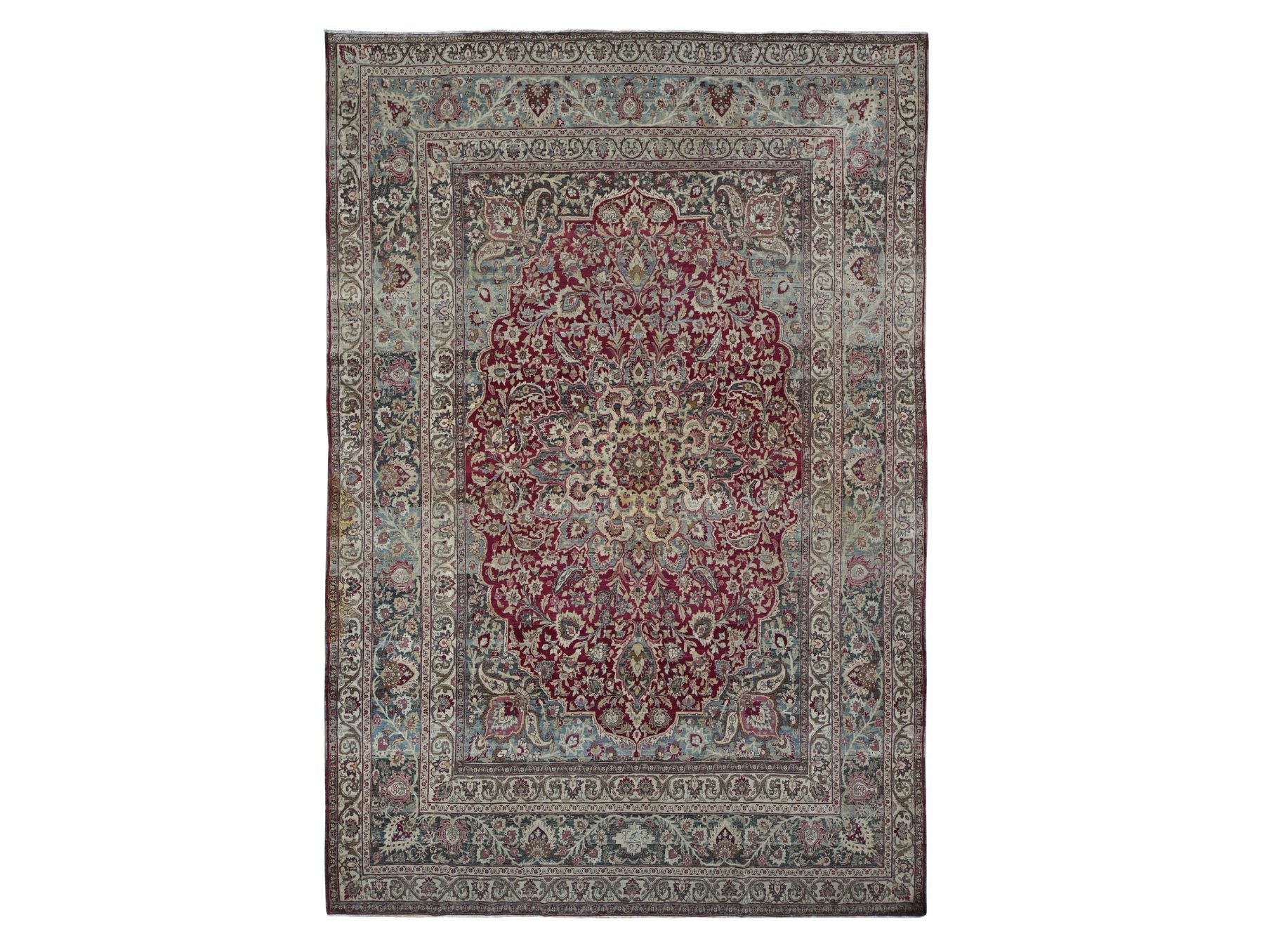 Antique hand-knotted wool rug in Red, 8'9" x 12'6", SKU O078083