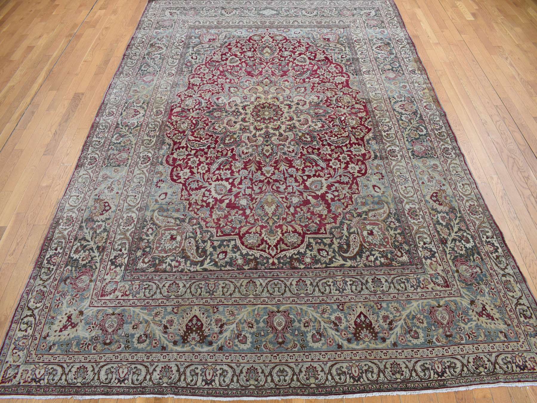 Antique hand-knotted wool rug in Red, 8'9" x 12'6", SKU O078083