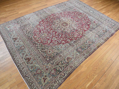 Red 8'9" x 12'6" Antique Hand knotted Wool Rug - Sku: O078083