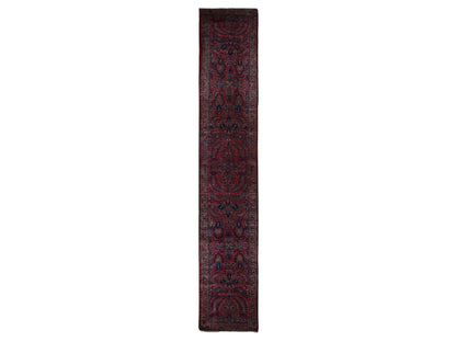 Red 2'2" x 13'1" Antique Hand knotted Wool Rug - Sku: O078090