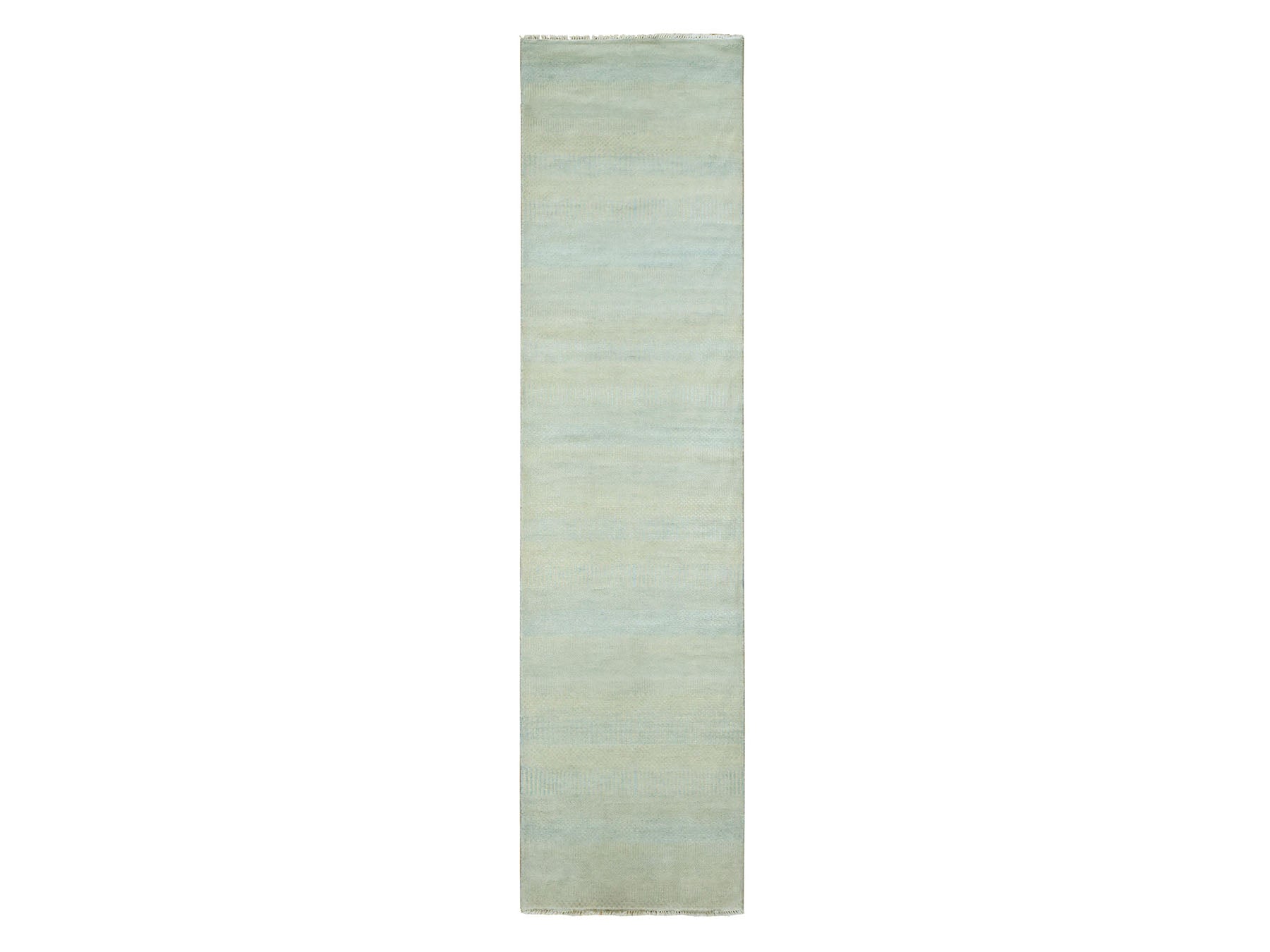 Blue 2'6" x 9'10" Modern / Contemporary Hand knotted Wool/Silk Rug - Sku: O078094