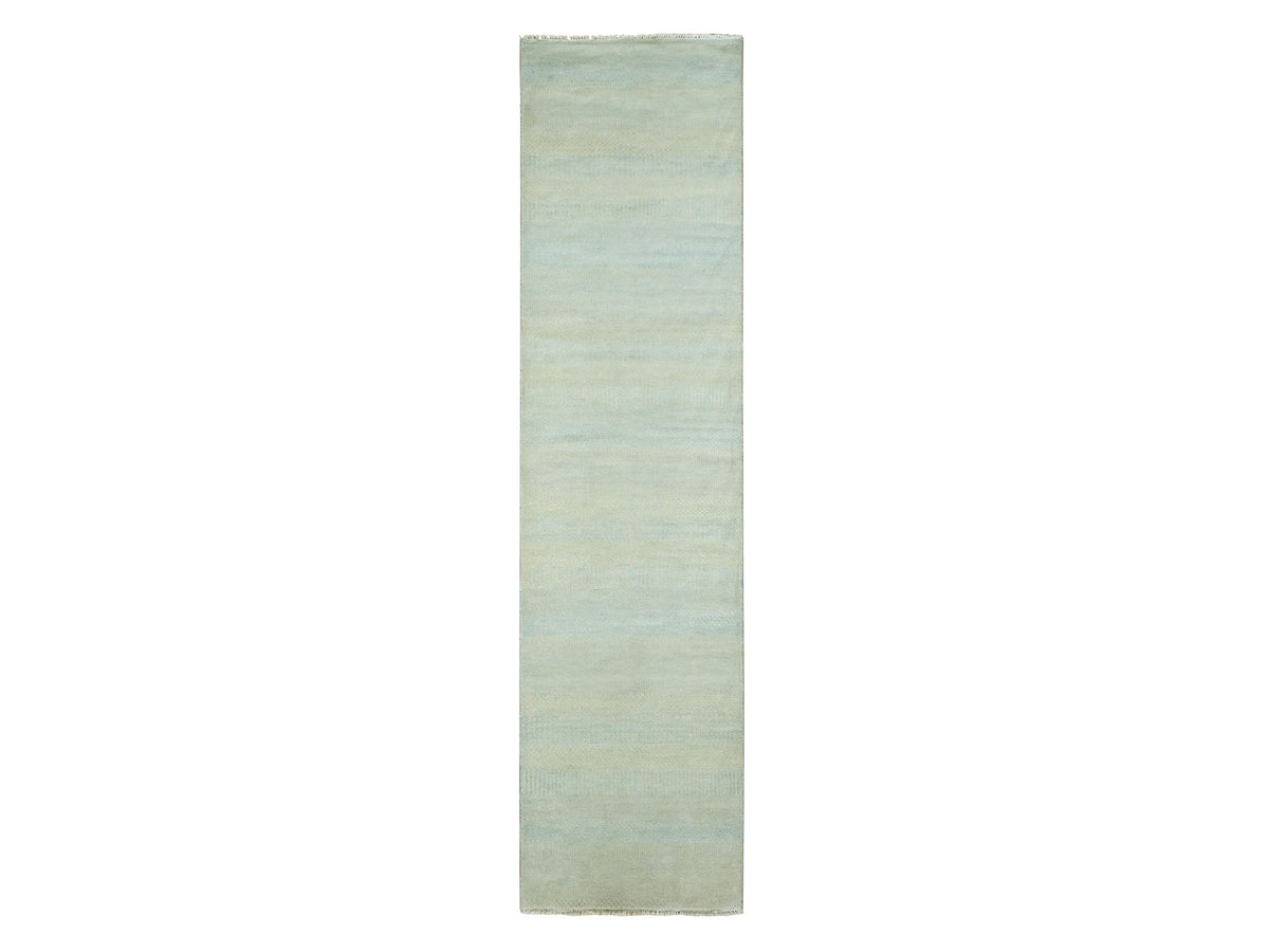 Gabbeh Modern / Contemporary hand-knotted wool/silk runner in Blue, 2'6" x 9'10", SKU O078094