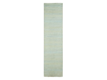 Gabbeh Modern / Contemporary hand-knotted wool/silk runner in Blue, 2'6" x 9'10", SKU O078094