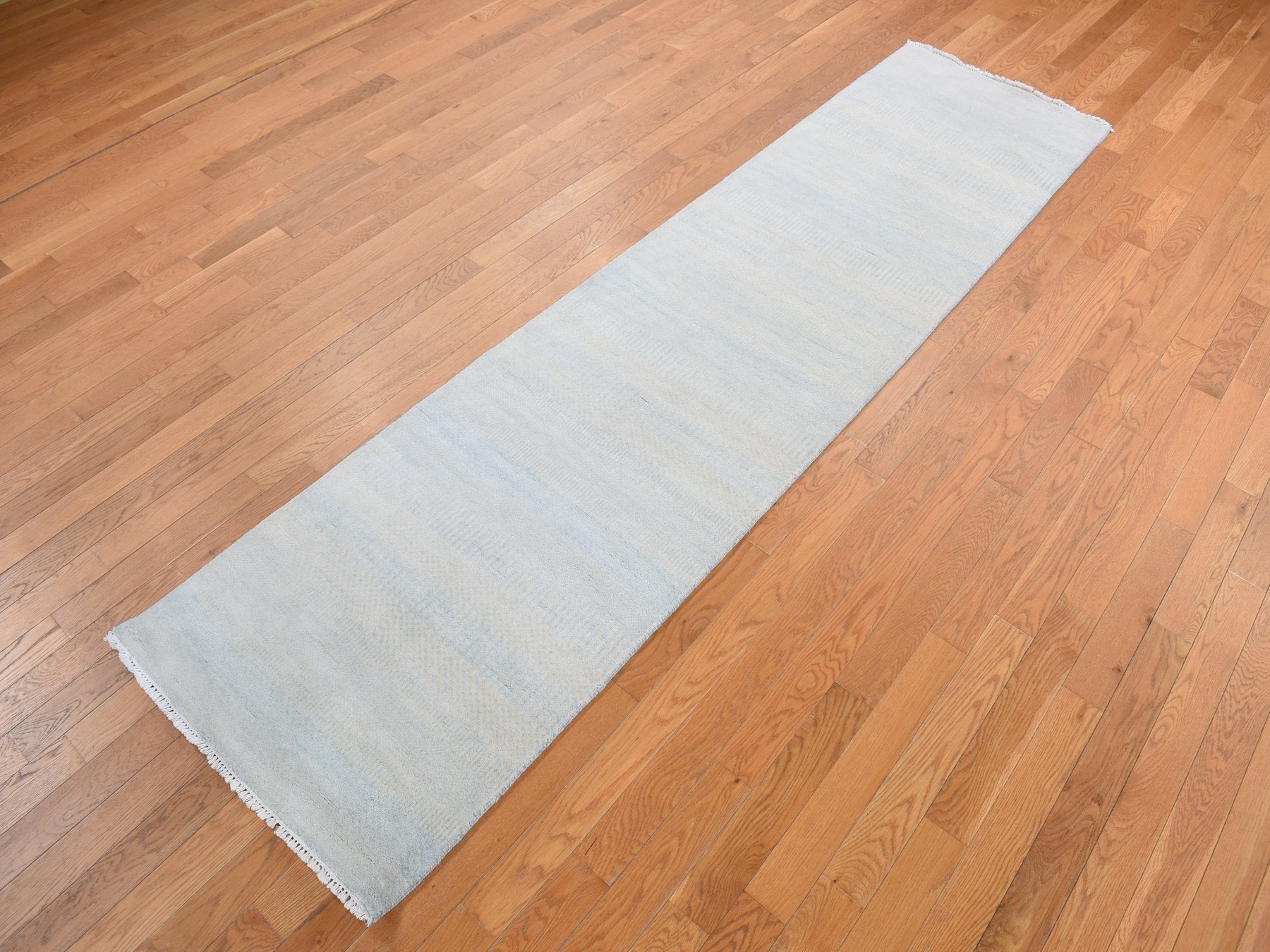 Gabbeh Modern / Contemporary hand-knotted wool/silk runner in Blue, 2'6" x 9'10", SKU O078094
