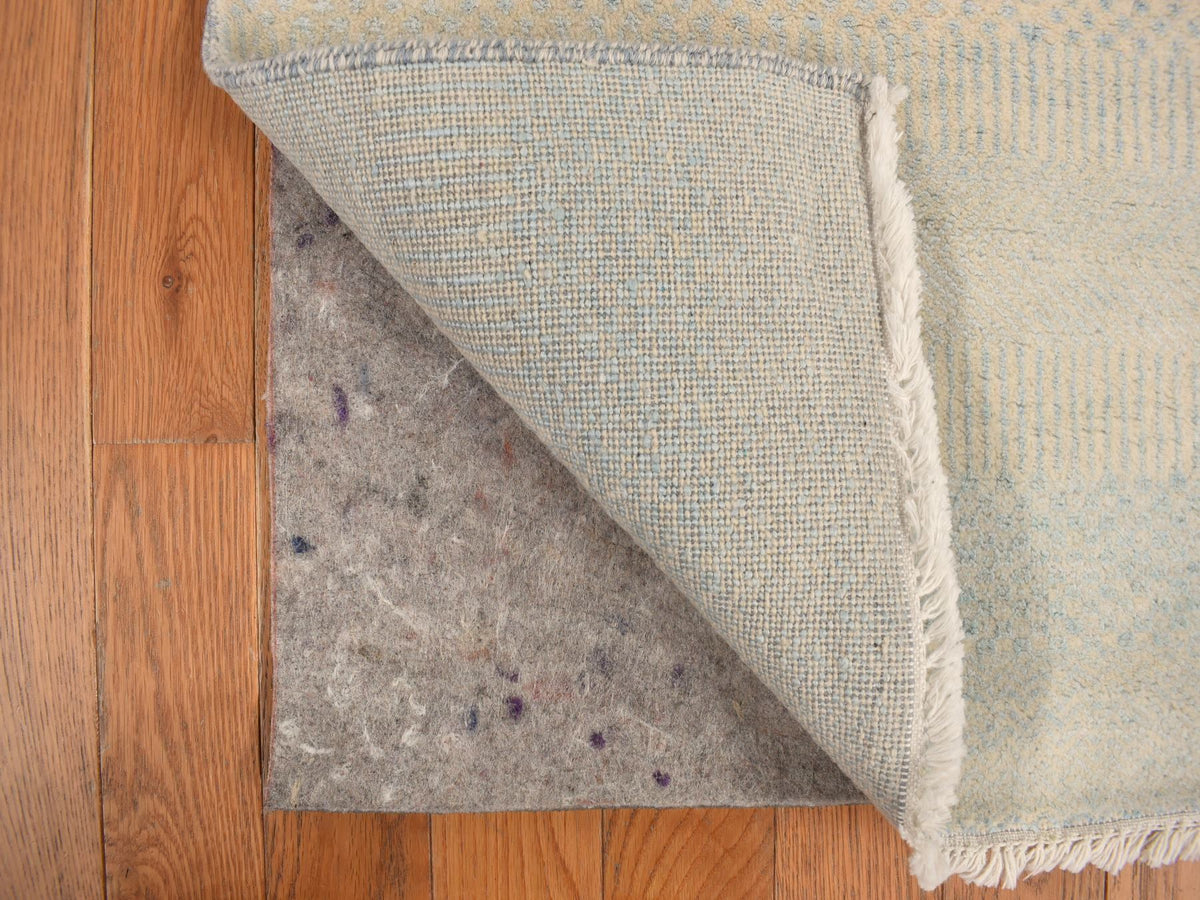 Gabbeh Modern / Contemporary hand-knotted wool/silk runner in Blue, 2'6" x 9'10", SKU O078094