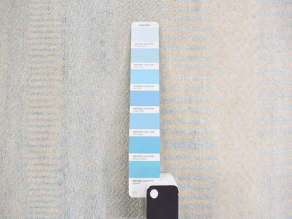 Gabbeh Modern / Contemporary hand-knotted wool/silk runner in Blue, 2'6" x 9'10", SKU O078094