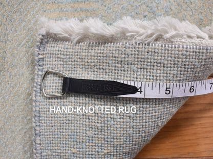 Gabbeh Modern / Contemporary hand-knotted wool/silk runner in Blue, 2'6" x 9'10", SKU O078094