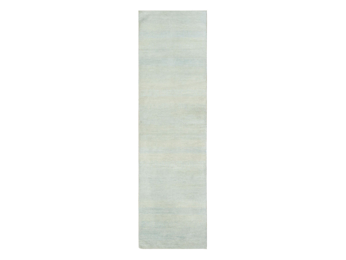 Gabbeh Modern / Contemporary hand-knotted wool/silk runner in Blue, 2'8" x 9'5", SKU O078095