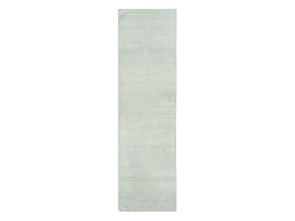 Gabbeh Modern / Contemporary hand-knotted wool/silk runner in Blue, 2'8" x 9'5", SKU O078095