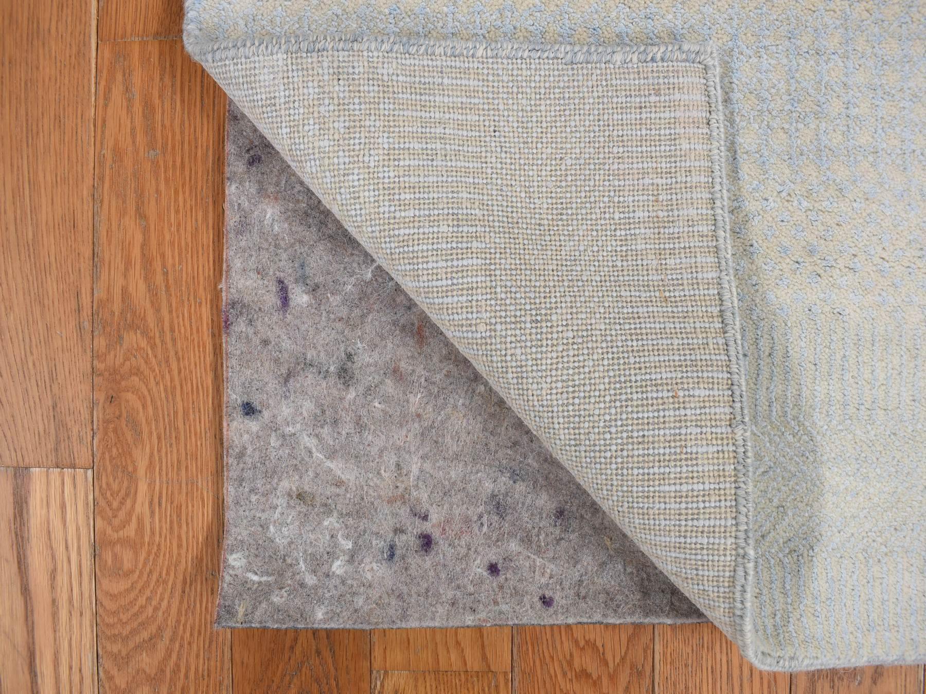 Gabbeh Modern / Contemporary hand-knotted wool/silk runner in Blue, 2'8" x 9'5", SKU O078095