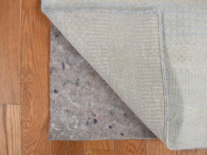 Gabbeh Modern / Contemporary hand-knotted wool/silk runner in Blue, 2'8" x 9'5", SKU O078095