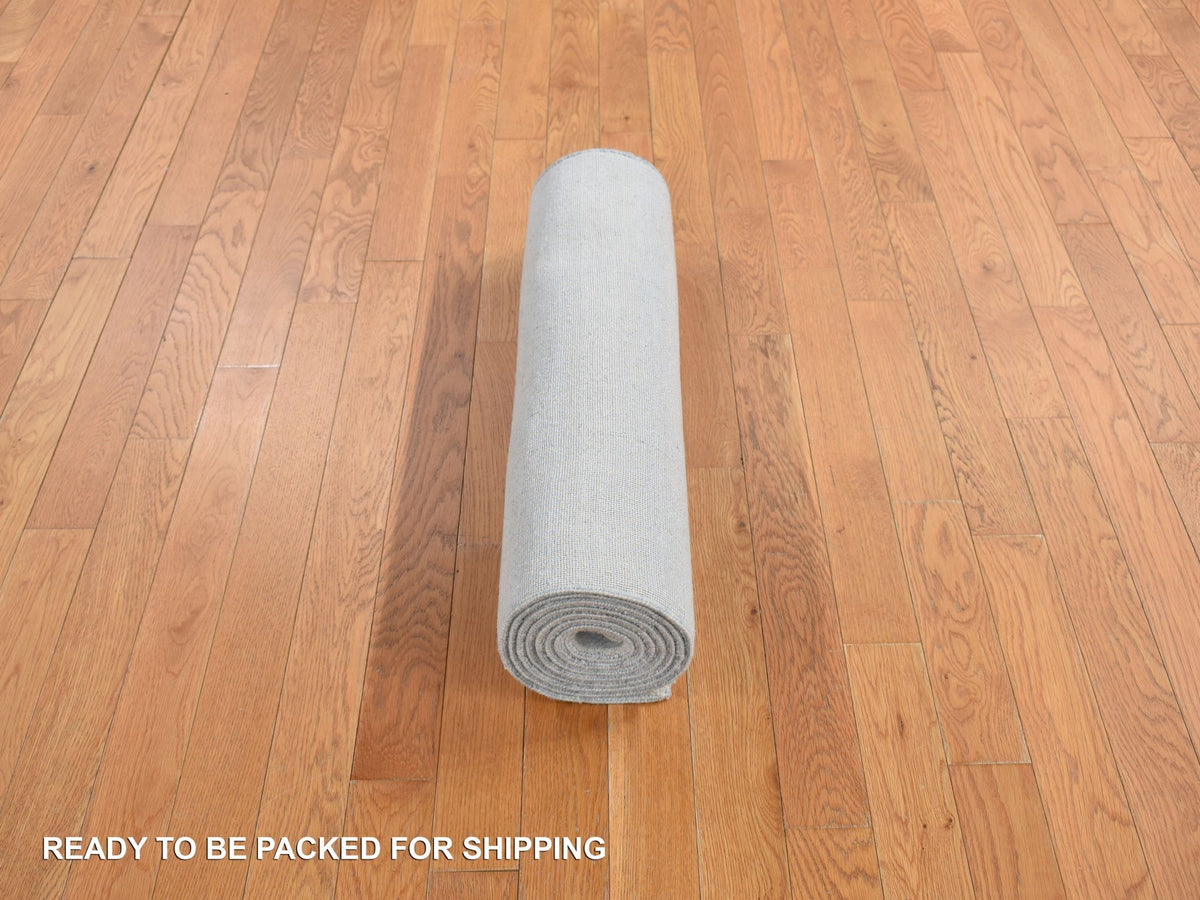 Gabbeh Modern / Contemporary hand-knotted wool/silk runner in Blue, 2'8" x 9'5", SKU O078095