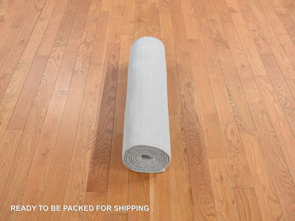 Gabbeh Modern / Contemporary hand-knotted wool/silk runner in Blue, 2'8" x 9'5", SKU O078095