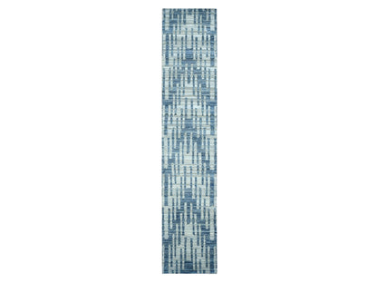 Modern / Contemporary hand-knotted wool/silk runner in Blue, 2'6" x 12'3", SKU O078096