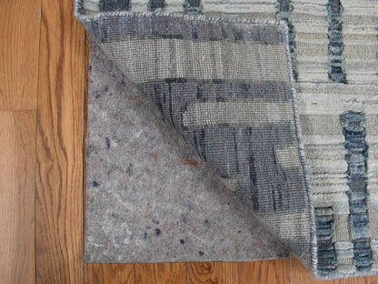 Modern / Contemporary hand-knotted wool/silk runner in Blue, 2'6" x 12'3", SKU O078096