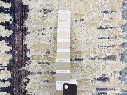 Grey 2'0" x 3'2" Modern / Contemporary Hand knotted Wool/Silk Rug - Sku: O078104