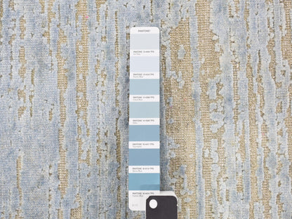 Modern / Contemporary hand-knotted wool/silk rug in Blue, 2'0" x 3'0", SKU O078106