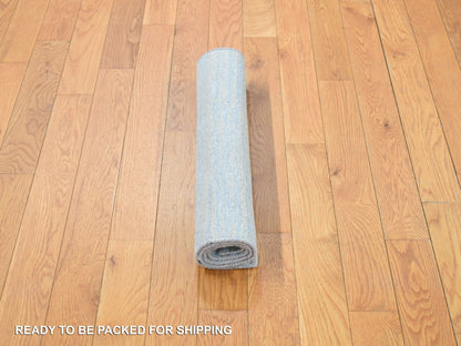 Modern / Contemporary hand-knotted wool/silk rug in Blue, 2'0" x 3'0", SKU O078106