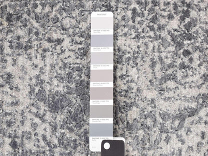 Grey 2'1" x 3'1" Transitional Hand knotted Wool/Silk Rug - Sku: O078107
