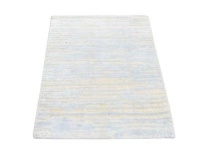 Modern / Contemporary hand-knotted wool/silk rug in Blue, 2'0" x 3'0", SKU O078108