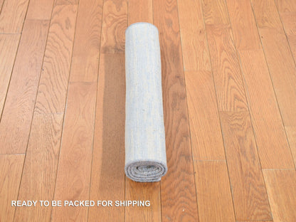Modern / Contemporary hand-knotted wool/silk rug in Blue, 2'0" x 3'0", SKU O078108