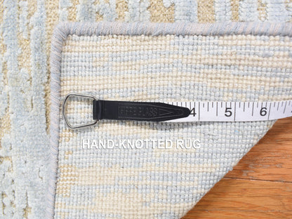 Blue 2'0" x 3'0" Modern and Contemporary Hand knotted Wool/Silk Rug - Sku: O078108