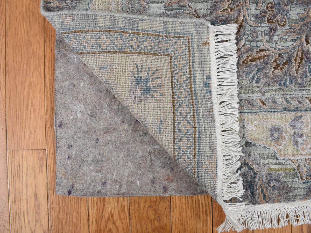 Oushak / Peshawar hand-knotted wool/silk rug in Green, 6'0" x 9'1", SKU O078110