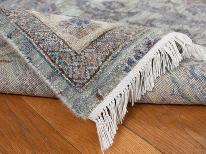Oushak / Peshawar hand-knotted wool/silk rug in Green, 6'0" x 9'1", SKU O078110