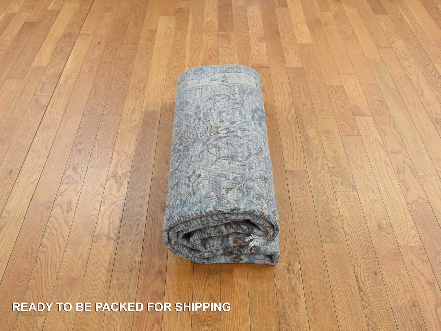 Oushak / Peshawar hand-knotted wool/silk rug in Green, 6'0" x 9'1", SKU O078110