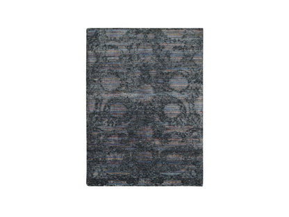 Gabbeh Transitional hand-knotted wool/silk rug in Black, 5'9" x 7'10", SKU O078112