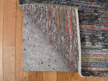 Gabbeh Transitional hand-knotted wool/silk rug in Black, 5'9" x 7'10", SKU O078112