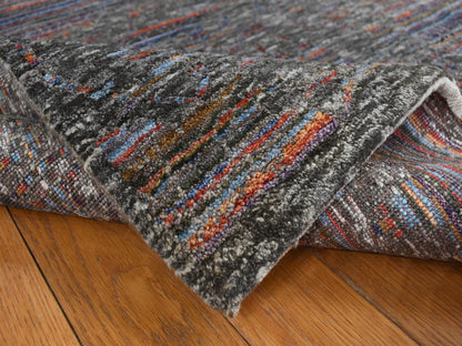 Gabbeh Transitional hand-knotted wool/silk rug in Black, 5'9" x 7'10", SKU O078112