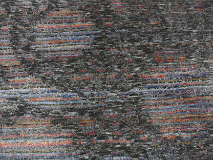 Gabbeh Transitional hand-knotted wool/silk rug in Black, 5'9" x 7'10", SKU O078112
