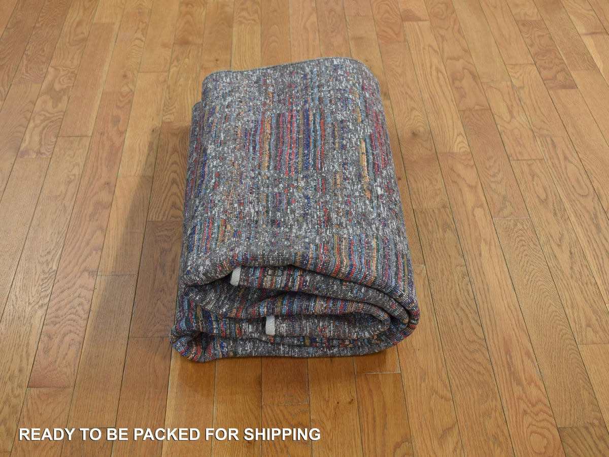 Gabbeh Transitional hand-knotted wool/silk rug in Black, 5'9" x 7'10", SKU O078112