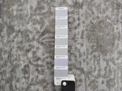 Grey 2'7" x 6'0" Transitional Hand knotted Wool/Silk Rug - Sku: O078117