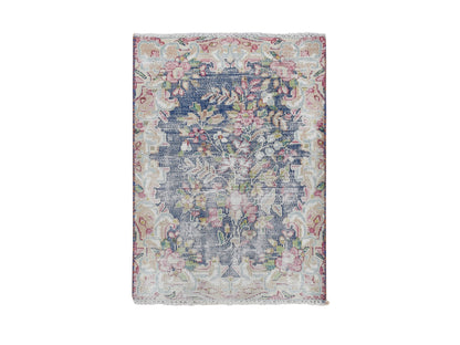 Kerman Vintage hand-knotted wool rug in Blue, 1'7" x 2'2", SKU O078120