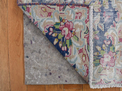 Kerman Vintage hand-knotted wool rug in Blue, 1'7" x 2'2", SKU O078120