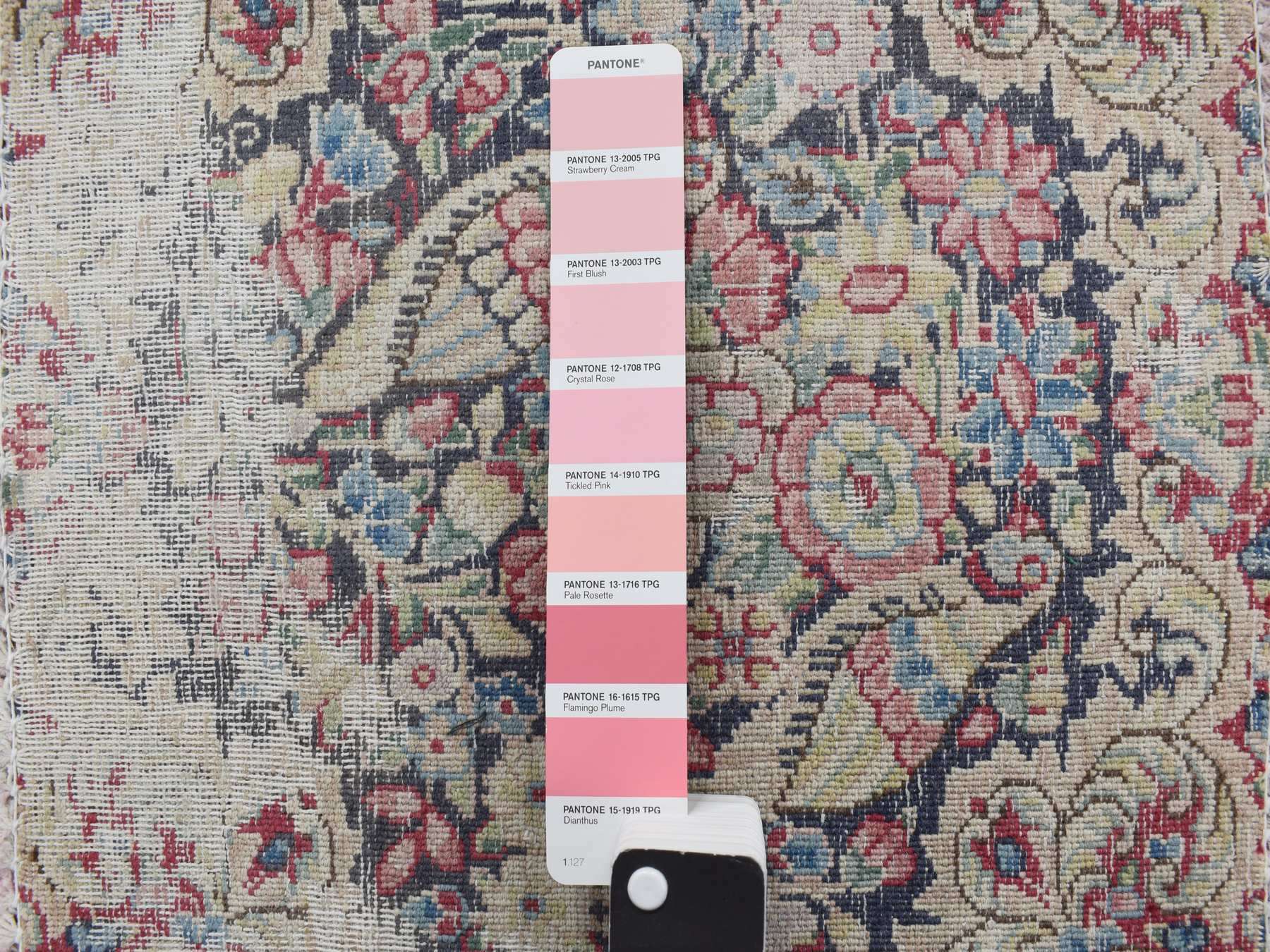 Kerman Vintage hand-knotted wool rug in Blue, 1'5" x 1'6", SKU O078121
