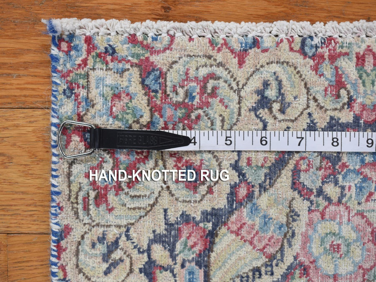 Kerman Vintage hand-knotted wool rug in Blue, 1'5" x 1'6", SKU O078121